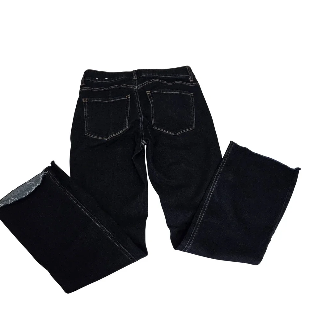 WHBM White House Black Market Dark Wash Bootcut‎ Jeans Raw Hem Size 2R